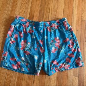BEARBOTTOM Clothing Shorts Mens Large (34") Blue Hawaiian Mesh Shorts